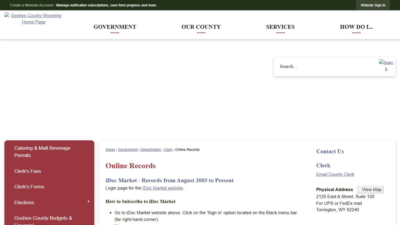 Online Records Goshen County, WY