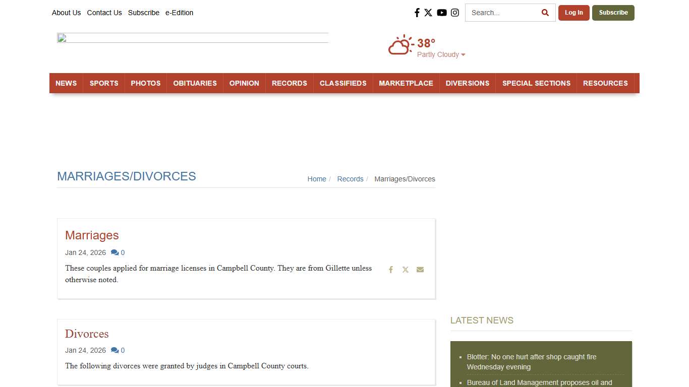 Marriages/Divorces gillettenewsrecord.com