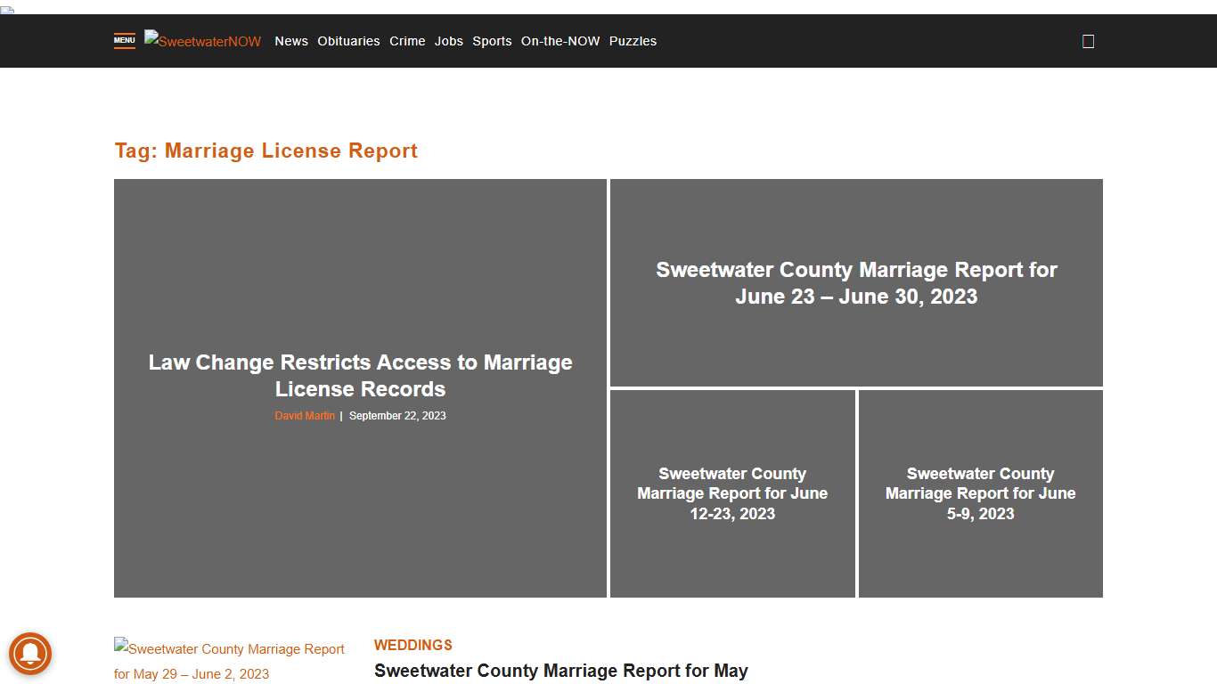 Marriage License Report Archives - SweetwaterNOW
